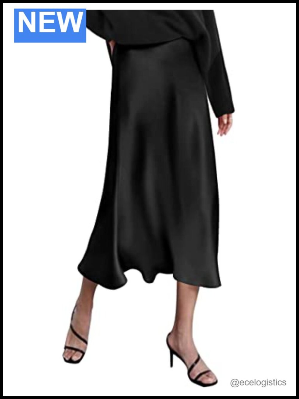 High Waist Satin Midi Skirt Elegant Party Wear Silk-Like Women's Skirt